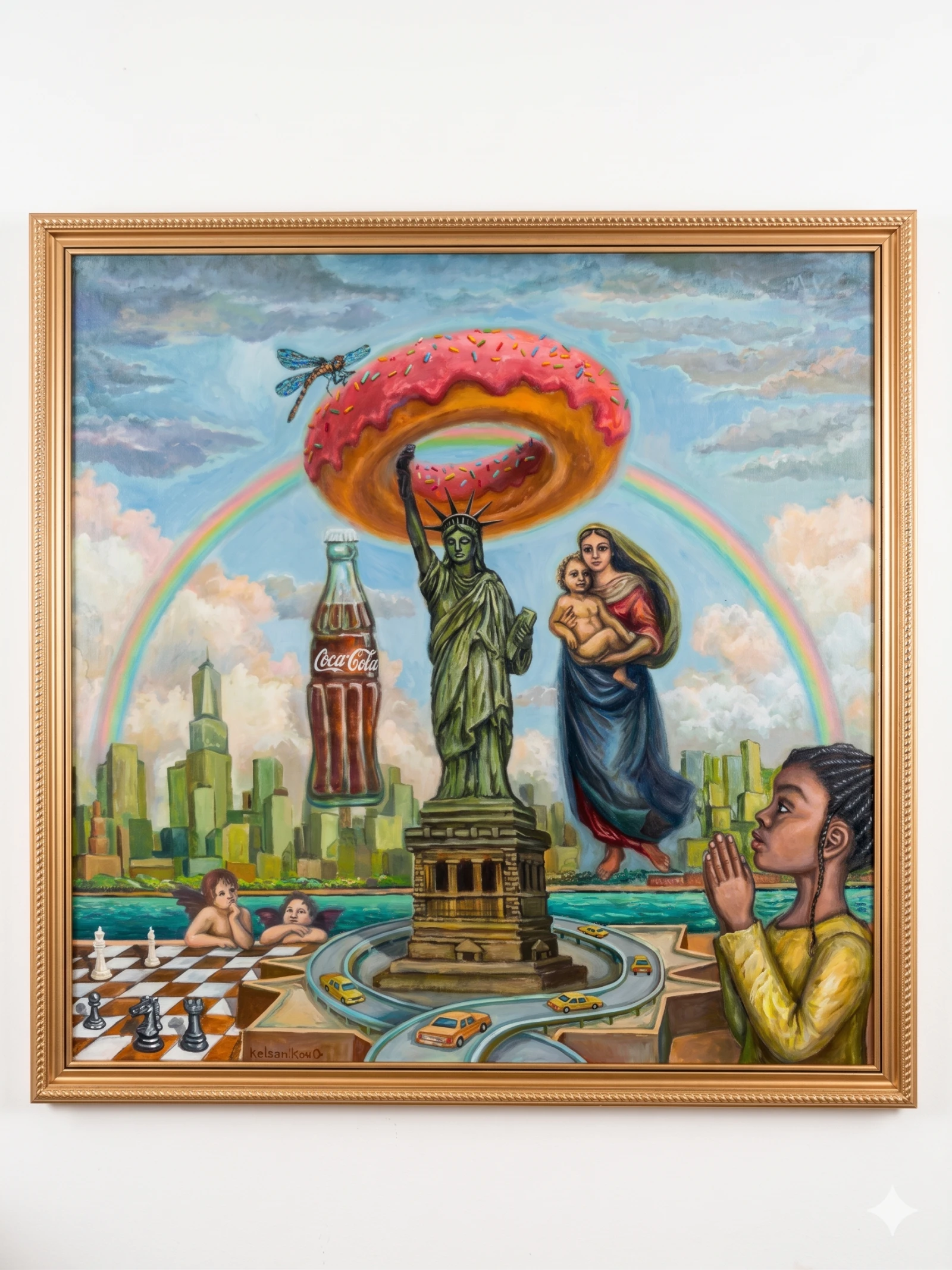 Un gros beignet au-dessus de New York by Dmitry Nikolaevich Kolesnikov. (William Diko) | Art Deluxe Paris