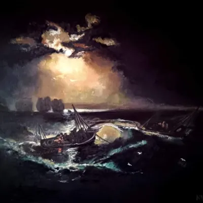 Reproduction of Fishermen at Sea by Joseph Mallord William Turnee