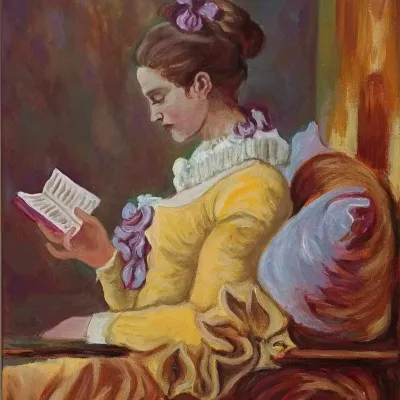 Reproduction of "The Young Girl Reading" by Jean-Honoré Fragonard