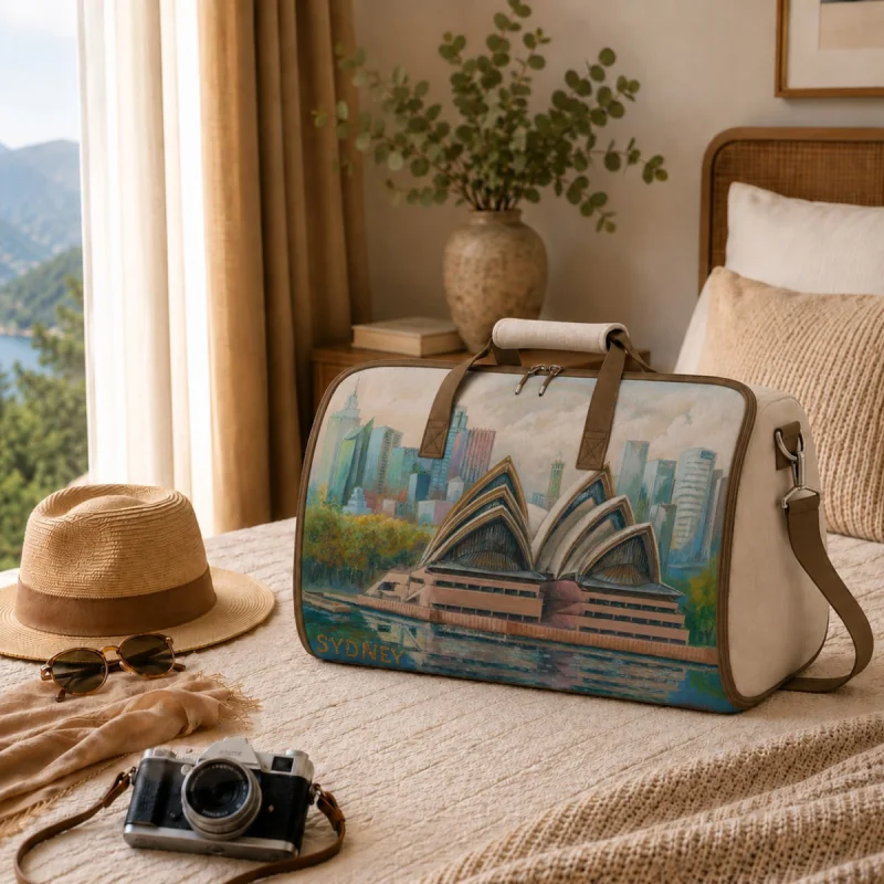 Travel Bag — Syd and Ney over Sydney (Natural Leather)